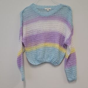Le Lis Pastel Striped Sweater Blue Purple Size S